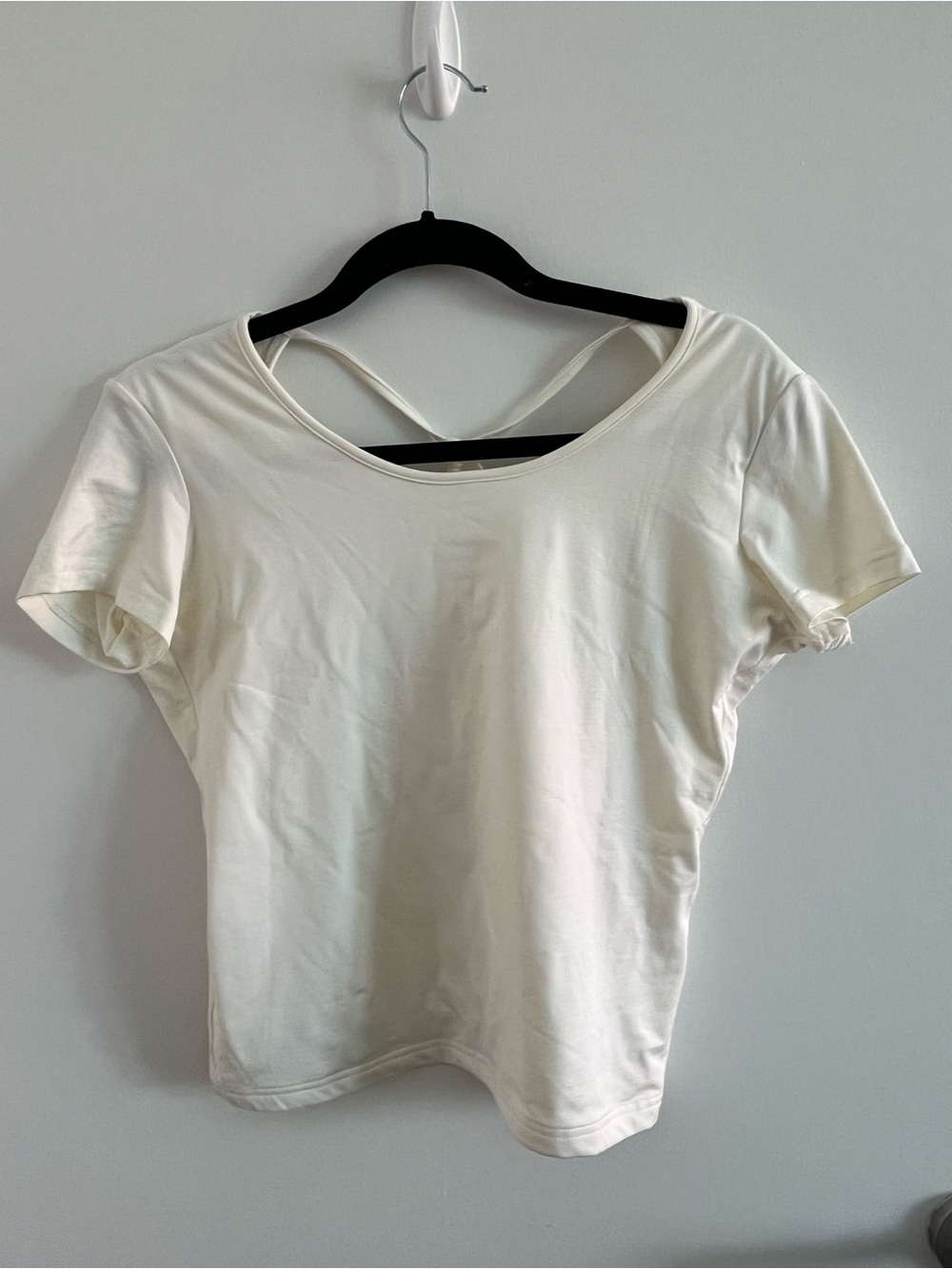 Karen Millen Women's Cream Short Sleeve Top Open Back Size 3 / Large